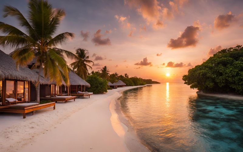 Malediven Resort Sonnenuntergang